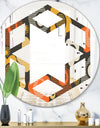 Retro Floral Pattern VII - Modern Round or Oval Wall Mirror - Hexagon Star