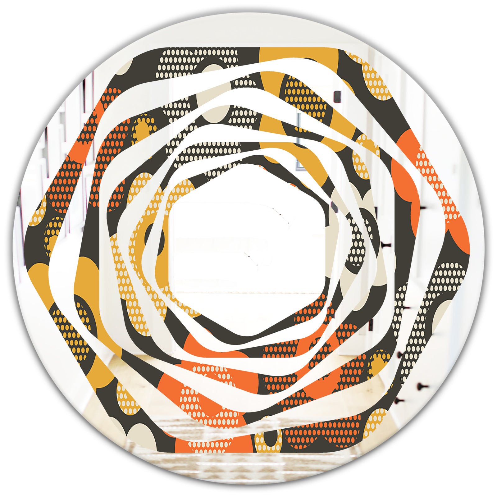 Retro Floral Pattern VII - Modern Round or Oval Wall Mirror - Whirl