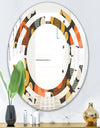 Retro Floral Pattern VII - Modern Round or Oval Wall Mirror - Space