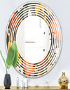 Retro Floral Pattern VII - Modern Round or Oval Wall Mirror - Wave