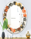Retro Floral Pattern VII - Modern Round or Oval Wall Mirror - Leaves