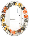 Retro Floral Pattern VII - Modern Round or Oval Wall Mirror - Leaves