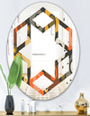 Retro Floral Pattern VII - Modern Round or Oval Wall Mirror - Hexagon Star