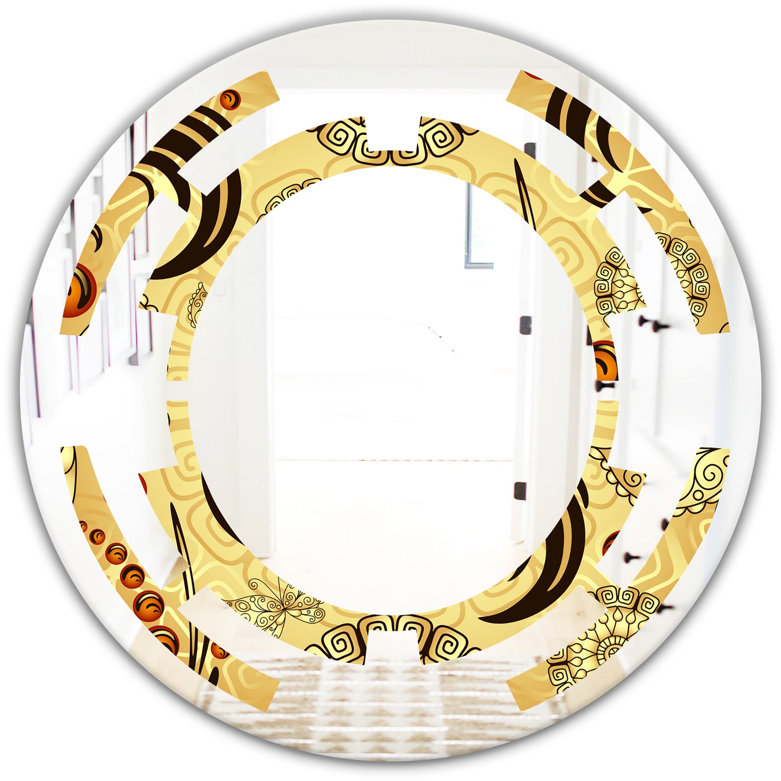Golden Luxury Pattern I - Modern Round or Oval Wall Mirror - Space
