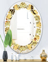Golden Luxury Pattern I - Modern Round or Oval Wall Mirror - Leaves