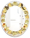 Golden Luxury Pattern I - Modern Round or Oval Wall Mirror - Leaves