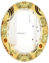 Golden Luxury Pattern I - Modern Round or Oval Wall Mirror - Triple C