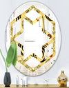 Golden Luxury Pattern I - Modern Round or Oval Wall Mirror - Hexagon Star