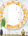 Retro Geometrical Abstract II - Modern Round or Oval Wall Mirror - Leaves