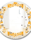 Retro Geometrical Abstract II - Modern Round or Oval Wall Mirror - Leaves