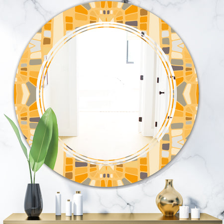 Retro Geometrical Abstract II - Modern Round or Oval Wall Mirror - Triple C