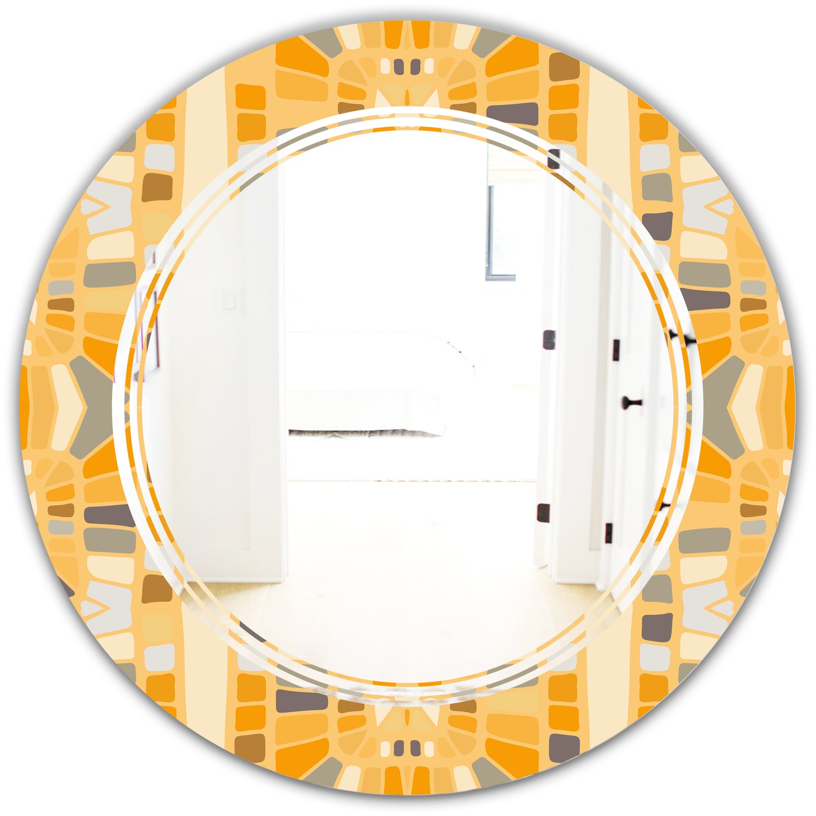 Retro Geometrical Abstract II - Modern Round or Oval Wall Mirror - Triple C