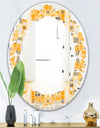 Retro Geometrical Abstract II - Modern Round or Oval Wall Mirror - Leaves