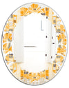 Retro Geometrical Abstract II - Modern Round or Oval Wall Mirror - Leaves