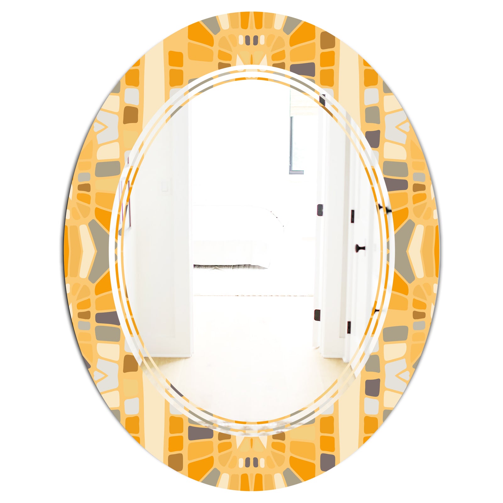 Retro Geometrical Abstract II - Modern Round or Oval Wall Mirror - Triple C