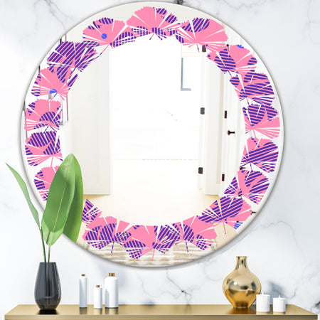 Tropical Palm Leaves IV - Modern Round or Oval Wall Mirror - Leaves