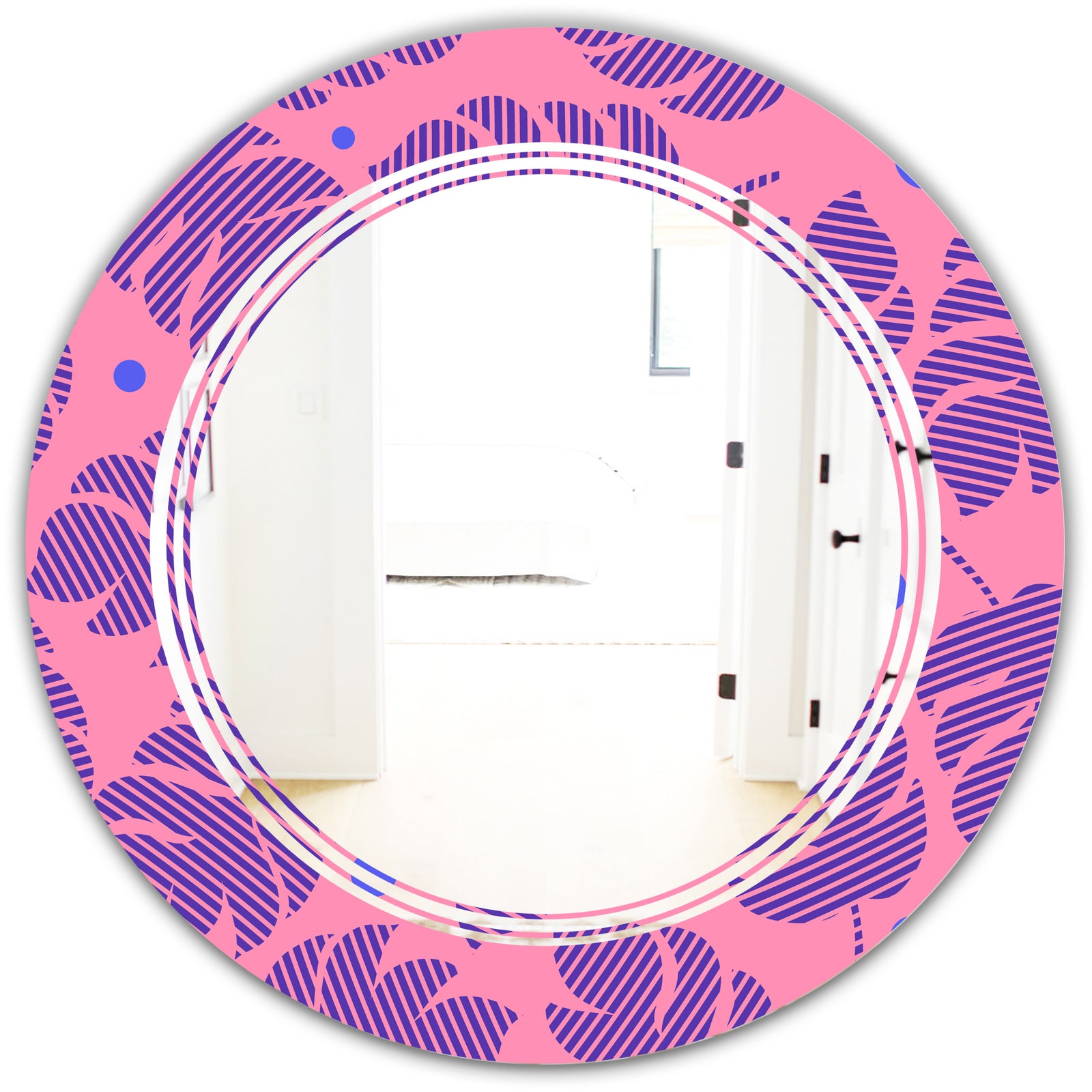 Tropical Palm Leaves IV - Modern Round or Oval Wall Mirror - Triple C