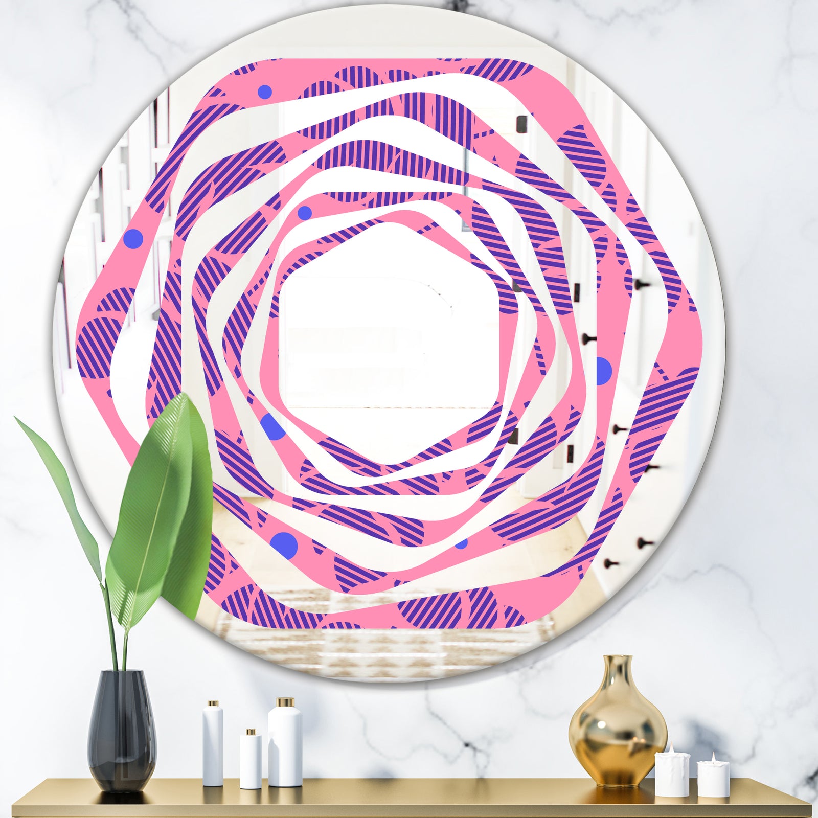 Tropical Palm Leaves IV - Modern Round or Oval Wall Mirror - Whirl