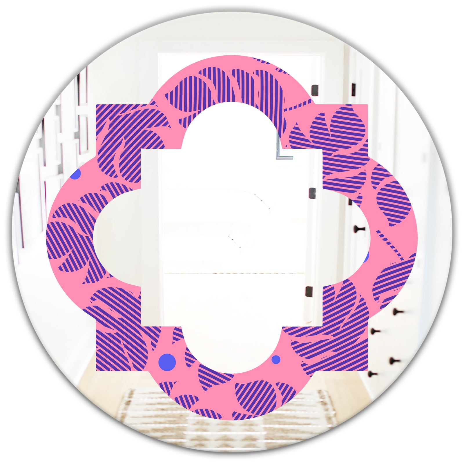 Tropical Palm Leaves IV - Modern Round or Oval Wall Mirror - Quatrefoil