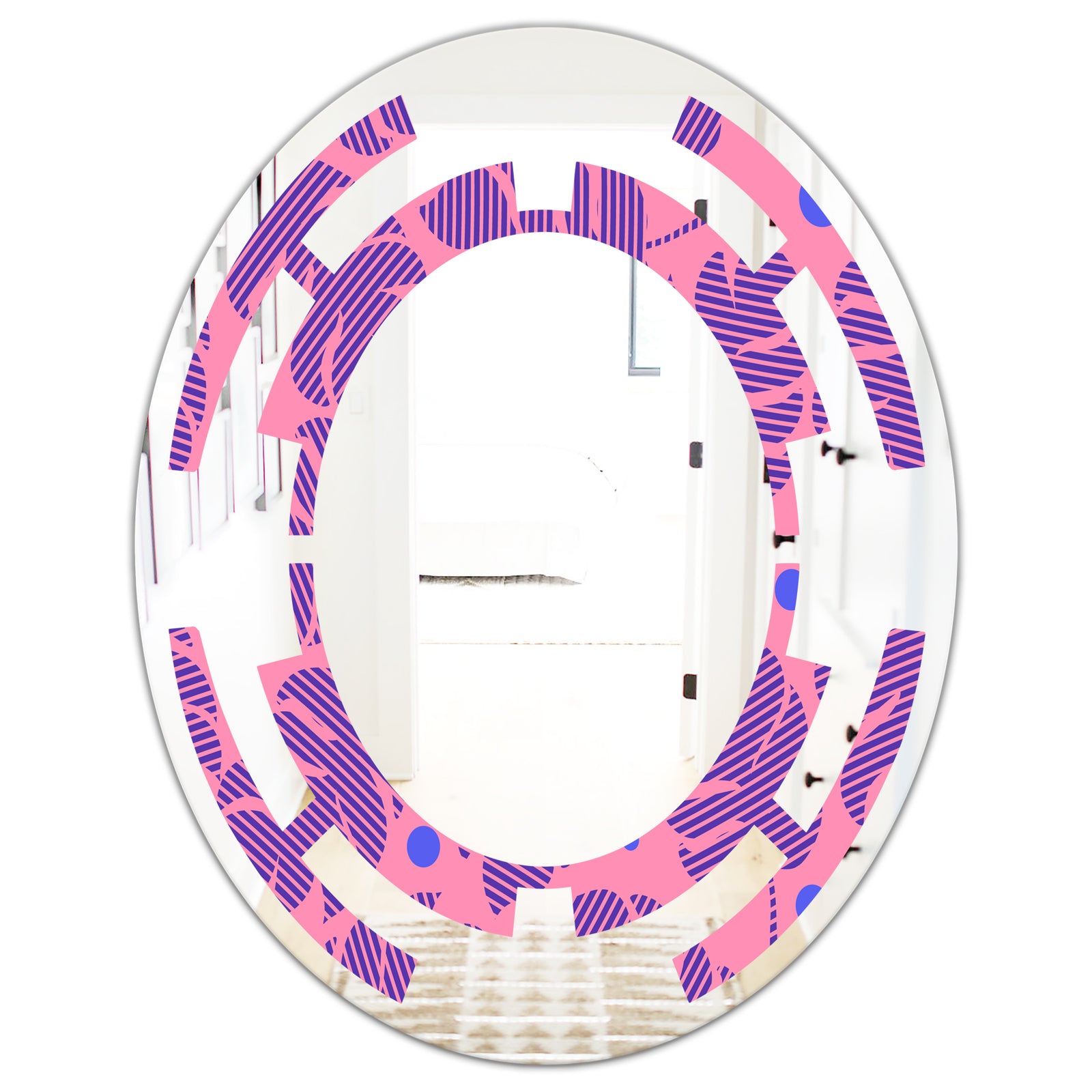 Tropical Palm Leaves IV - Modern Round or Oval Wall Mirror - Space