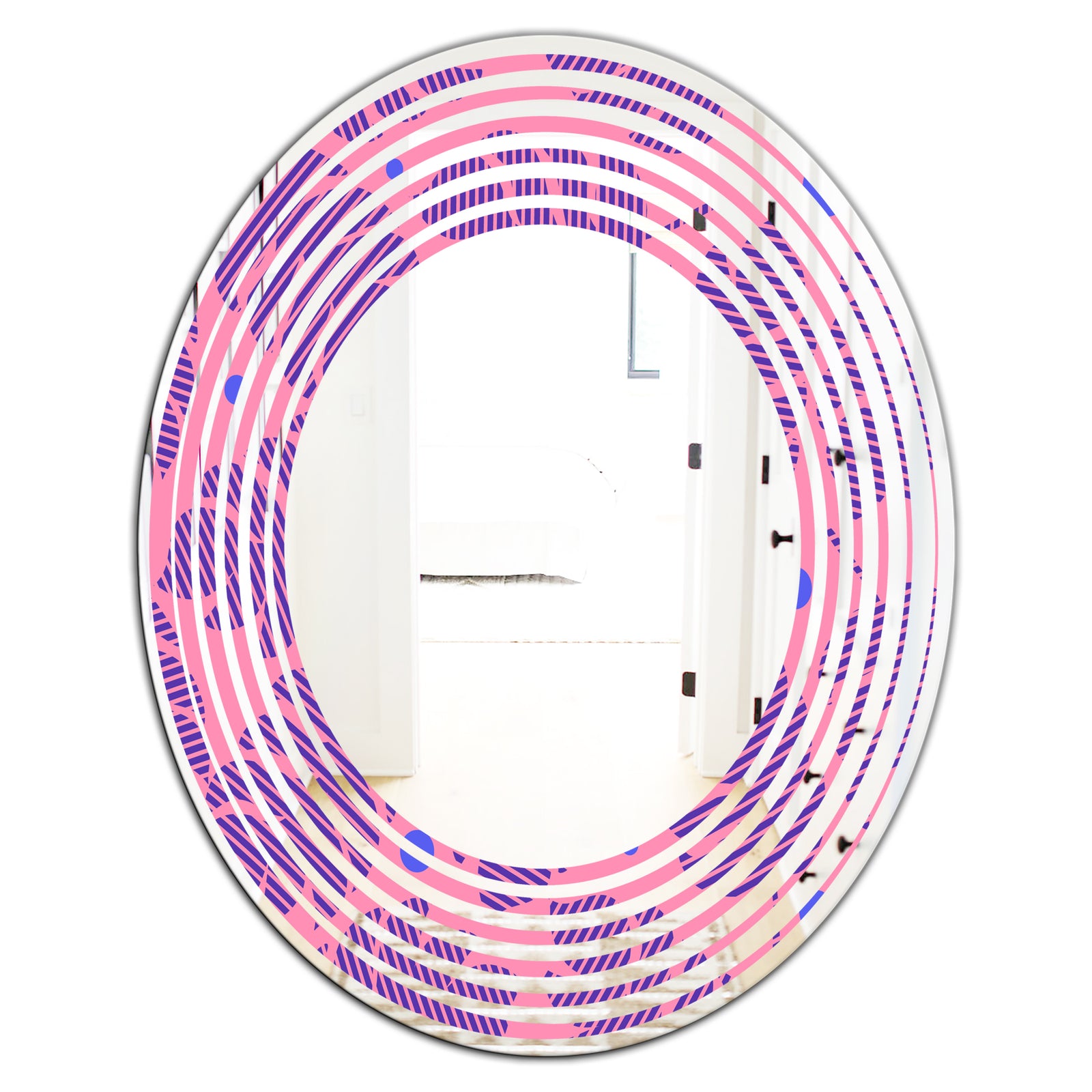 Tropical Palm Leaves IV - Modern Round or Oval Wall Mirror - Wave