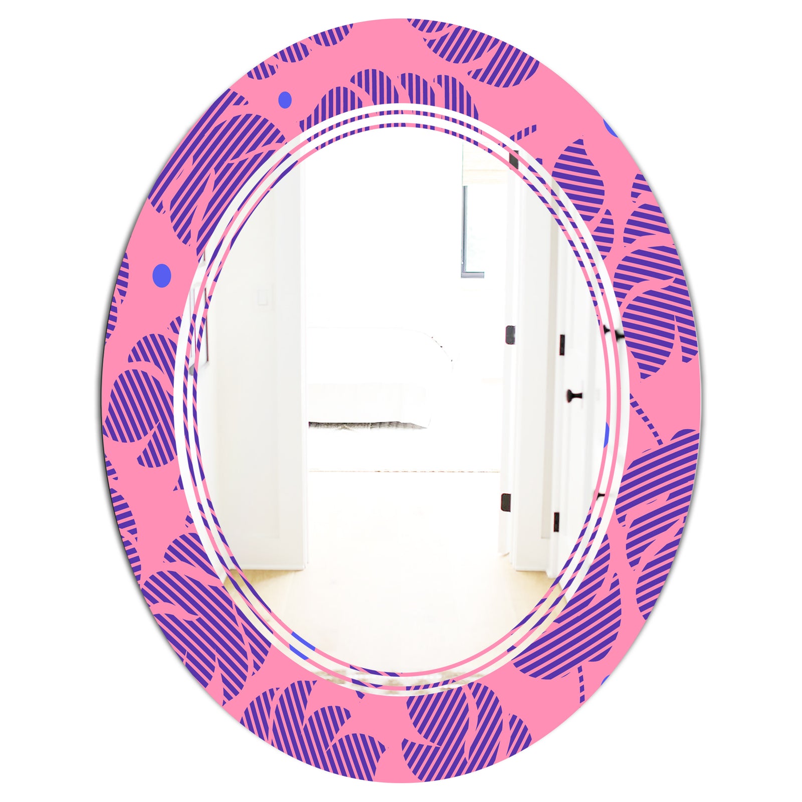 Tropical Palm Leaves IV - Modern Round or Oval Wall Mirror - Triple C