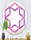 Tropical Palm Leaves IV - Modern Round or Oval Wall Mirror - Hexagon Star