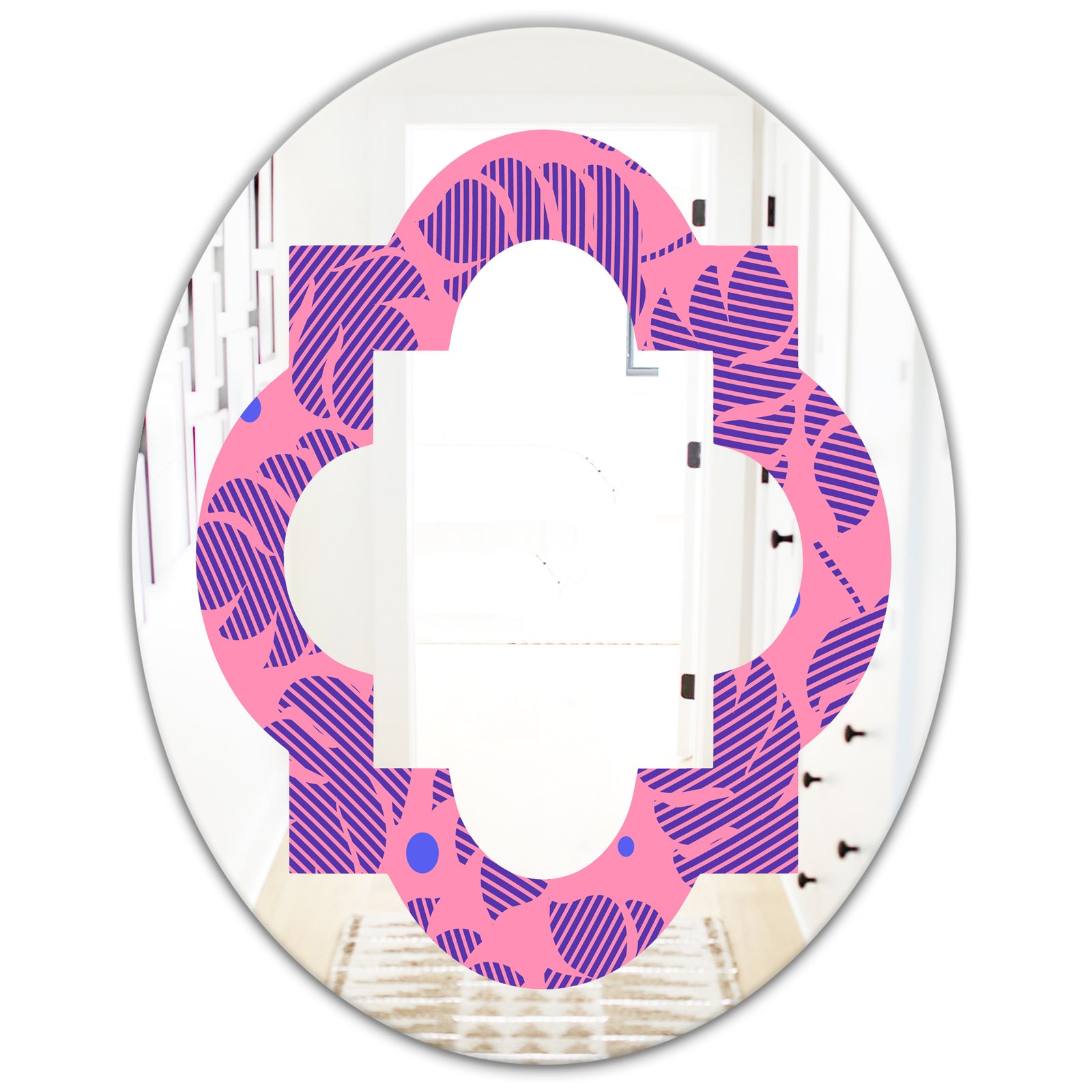 Tropical Palm Leaves IV - Modern Round or Oval Wall Mirror - Quatrefoil