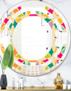 Abstract Retro Geometric Pattern III - Modern Round or Oval Wall Mirror - Space