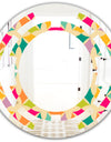 Abstract Retro Geometric Pattern III - Modern Round or Oval Wall Mirror - Space