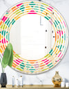 Abstract Retro Geometric Pattern III - Modern Round or Oval Wall Mirror - Wave