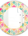 Abstract Retro Geometric Pattern III - Modern Round or Oval Wall Mirror - Wave