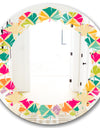 Abstract Retro Geometric Pattern III - Modern Round or Oval Wall Mirror - Leaves