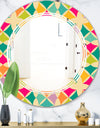 Abstract Retro Geometric Pattern III - Modern Round or Oval Wall Mirror - Triple C