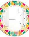 Abstract Retro Geometric Pattern III - Modern Round or Oval Wall Mirror - Triple C