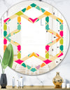 Abstract Retro Geometric Pattern III - Modern Round or Oval Wall Mirror - Hexagon Star