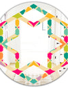 Abstract Retro Geometric Pattern III - Modern Round or Oval Wall Mirror - Hexagon Star