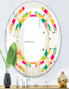 Abstract Retro Geometric Pattern III - Modern Round or Oval Wall Mirror - Space