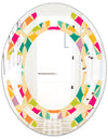 Abstract Retro Geometric Pattern III - Modern Round or Oval Wall Mirror - Space