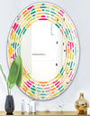 Abstract Retro Geometric Pattern III - Modern Round or Oval Wall Mirror - Wave