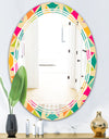 Abstract Retro Geometric Pattern III - Modern Round or Oval Wall Mirror - Triple C