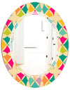 Abstract Retro Geometric Pattern III - Modern Round or Oval Wall Mirror - Triple C
