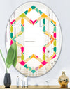 Abstract Retro Geometric Pattern III - Modern Round or Oval Wall Mirror - Hexagon Star