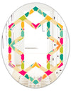 Abstract Retro Geometric Pattern III - Modern Round or Oval Wall Mirror - Hexagon Star