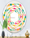 Abstract Retro Geometric Pattern III - Modern Round or Oval Wall Mirror - Whirl