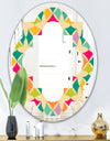 Abstract Retro Geometric Pattern III - Modern Round or Oval Wall Mirror - Quatrefoil