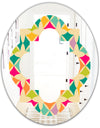 Abstract Retro Geometric Pattern III - Modern Round or Oval Wall Mirror - Quatrefoil