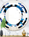Retro Floral Pattern XIV - Modern Round or Oval Wall Mirror - Space