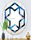 Retro Floral Pattern XIV - Modern Round or Oval Wall Mirror - Hexagon Star