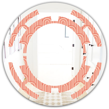 Retro Art Deco Waves II - Modern Round or Oval Wall Mirror - Space